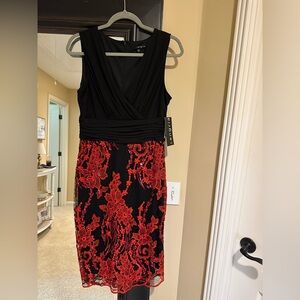 Signature by Sangria Black and Red Midi Dress